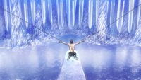 Eren wakes up inside a crystal cave