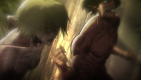 Eren strikes the Female Titan