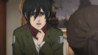 Mikasa tries pleading with Eren