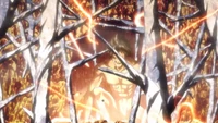 Eren's Titan creates a web of hardened pillars