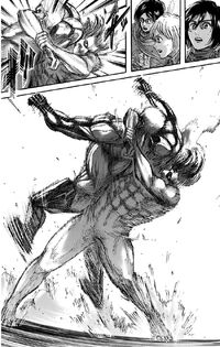 Eren fights against Reiner