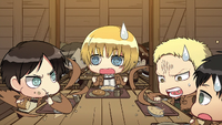 Armin worried as Eren and Reiner compete