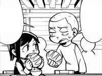 Connie offers Sasha bread