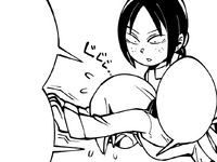 Ymir watches as Krista pumps the cookies full of love