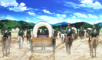 The Survey Corps leaves Trost District