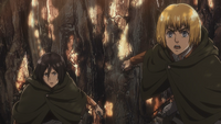 Mikasa and Armin watch Ymir eat Christa