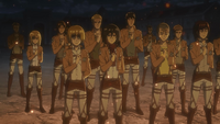 Armin among the new Scout Regiment members