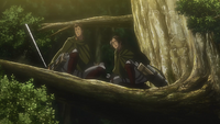 Ymir and Bertholdt see the Titans running