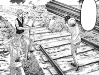 Eren helps building train tracks