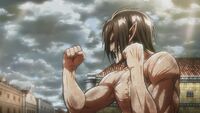 Eren in Titan form ready to fight