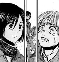 Armin cries as he faces Mikasa