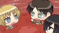 Armin and Mikasa are blamed by Eren