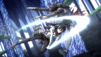 Mikasa kills an enemy soldier