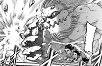 Galliard protects Pieck and Gabi from Eren's transformation