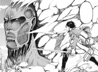 Eren steht dem kolossalen Titanen gegenüber