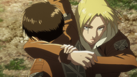 Flashback of Annie demonstrating a throw to Eren