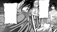 Hange furiously objects Eren's genocide plan in front of Jean and Mikasa