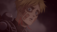 Armin is visibly shaken by the carnage of his transformation