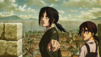 Pieck points at Eren Jaeger