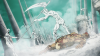 Reiner is overwhelmed by the War Hammer Titans