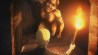 Reiner discovers a Titan inside the tower