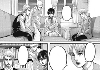 Mikasa listens as Armin suggests talking to Eren