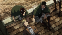 Erwin dies beside Hange and Levi