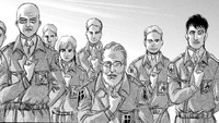 Zackly and the other senior military members salute the departing Survey Corps