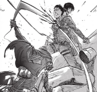 Erwin slashes Bertolt to free Eren