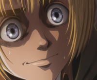 Armin lies to Bertholdt about Annie