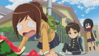 Eren bumps into Sasha, destroying her watermelon