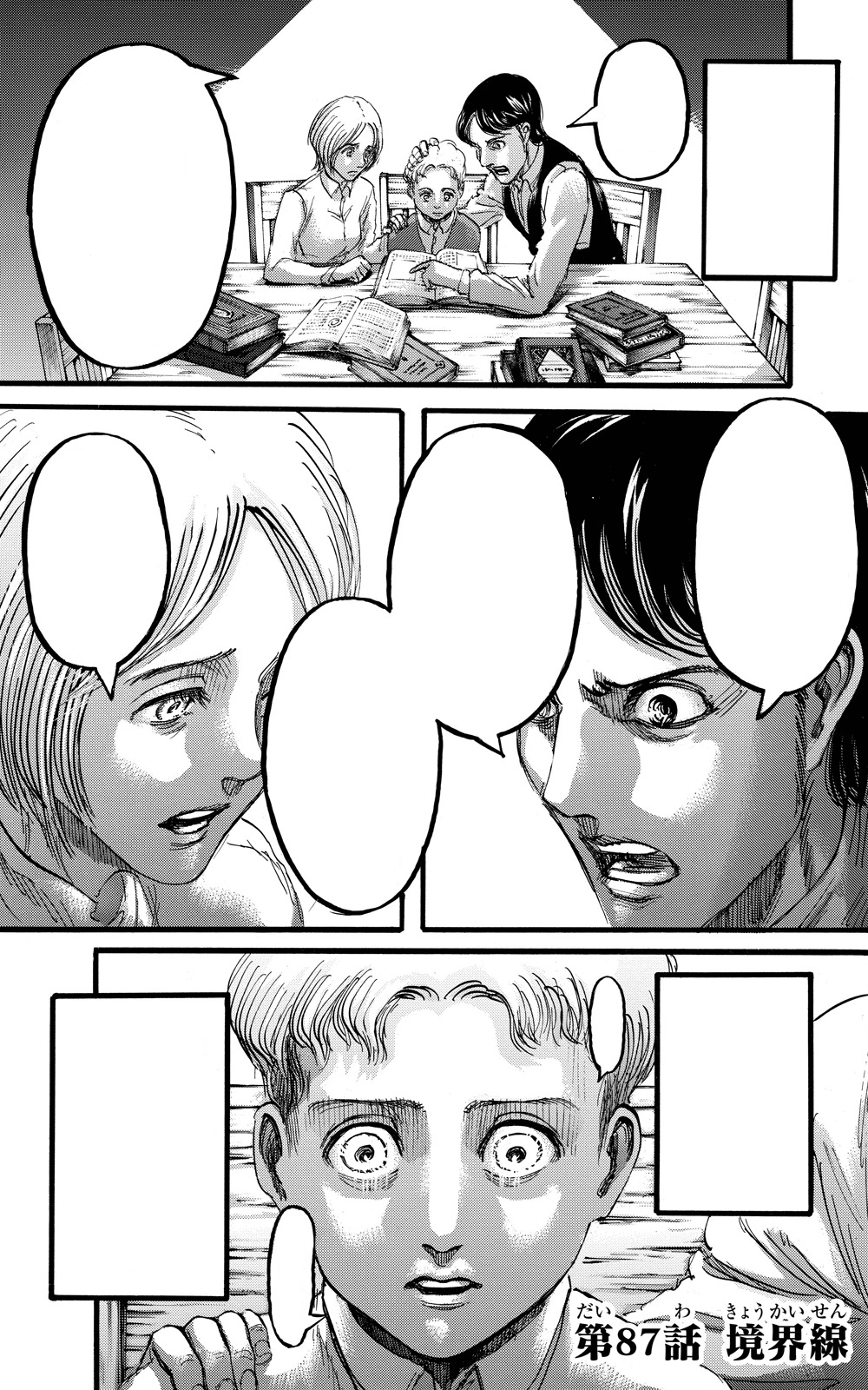 How many Attack on Titan manga chapters have been adapted by ep 87?