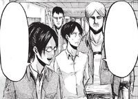 Hange and Mike escort Eren