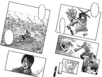 Moblit saves Hange from Bertolt's transformation explosion