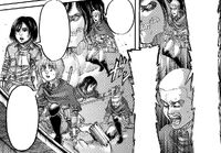 Squad Levi watch the Colossus Titan spread wreckage