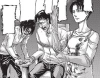 Hange and Levi begin to torture Sannes