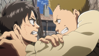 Eren grapples with a bully