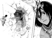 The Wall Titan's existence unsettles Mikasa