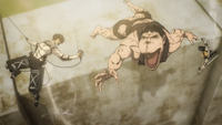 Mikasa and Armin battle the Cart Titan