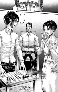 Levi and Hange prepare to torture Djel