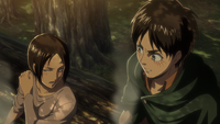 Ymir suspects Reiner and Bertholdt's connection to the Beast Titan