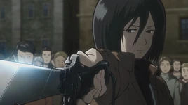 Mikasa threatens a merchant