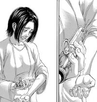 R. on X: Grisha is able to hold Frieda on the ground and bites her out of  the nape, killing her and in the process inheriting the Founding Titan. To  make sure