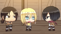 Mikasa and Ymir are stopped by Christa