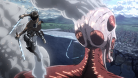 Eren finally takes out the Colossal Titan