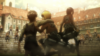 Armin with Eren and Mikasa