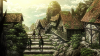 Hange goes with Eren and Mikasa to their house