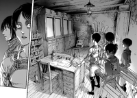 Eren, Mikasa, Hange, and Levi enter the basement