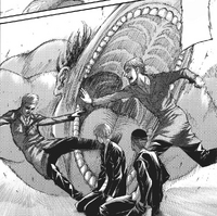 Jean pushes Floch out of the Cart Titan's way