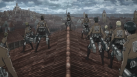 Reiner watches as Mikasa displays her strength